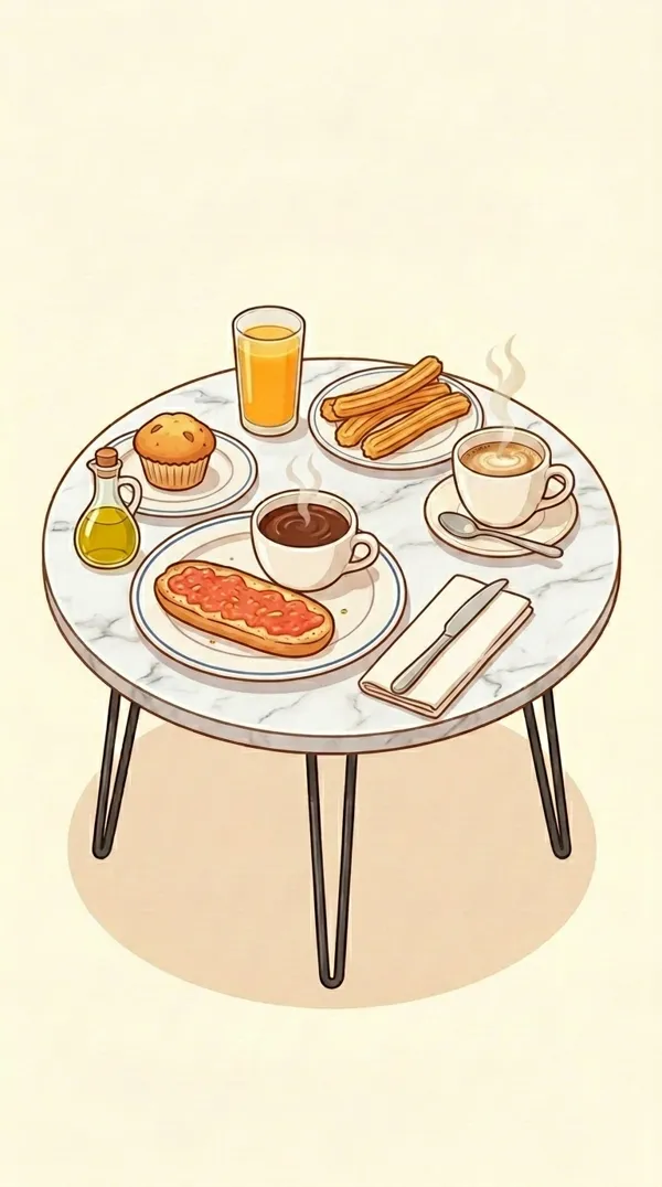 Una mesa con el desayuno