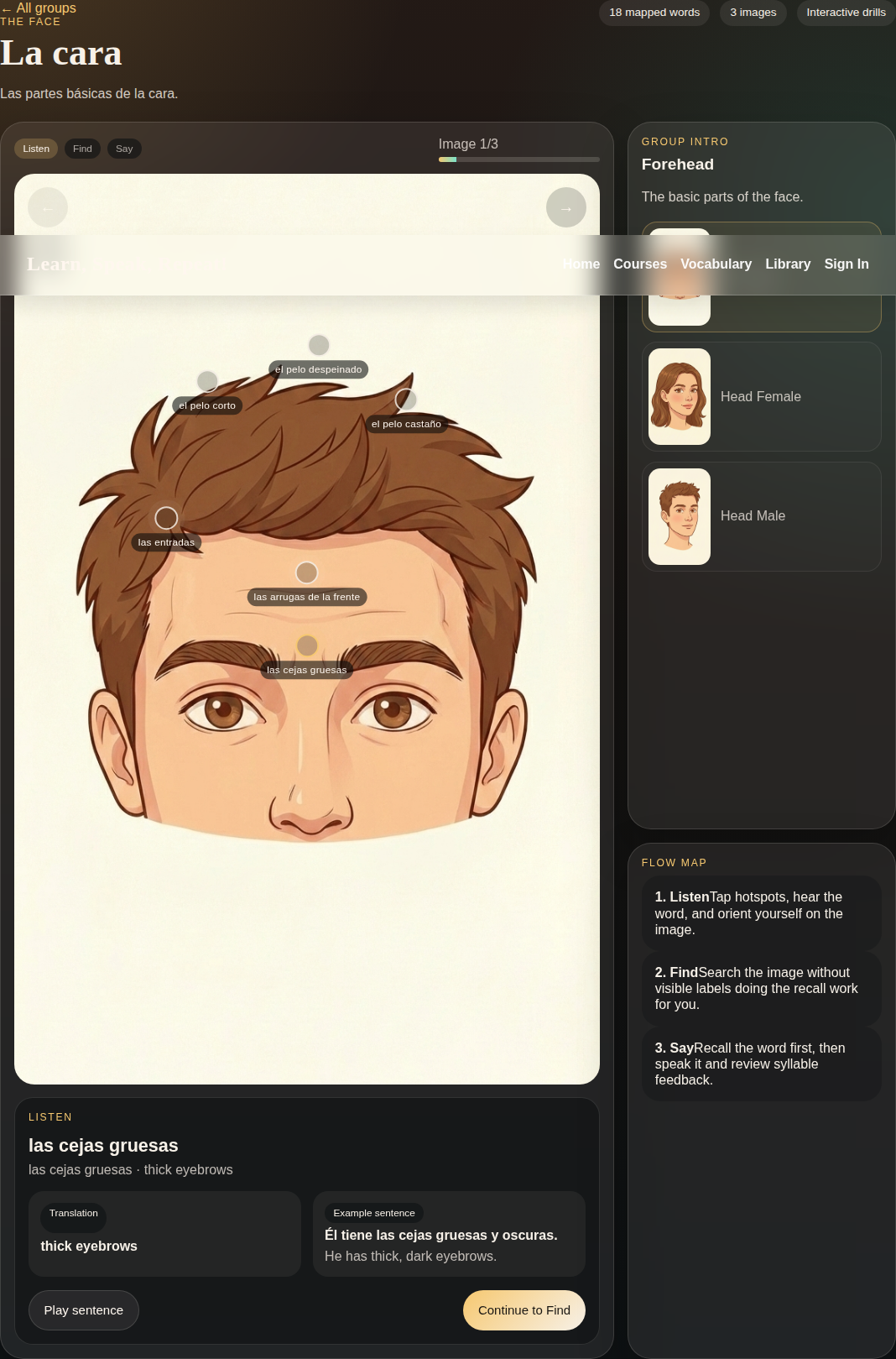 Visual Spanish vocabulary practice